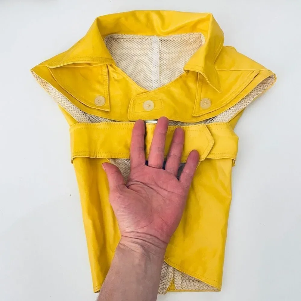 NWT Gorgeous Claire’s Vintage Y2K M/L Yellow Dog Raincoat Coat Jacket with belt